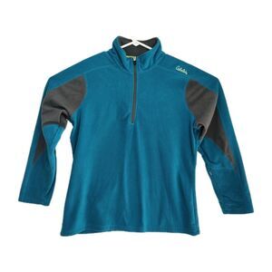 Cabela's 1/4-Zip Fleece Jacket Women's XL Aqua Sleeve Pocket Long Sleeves